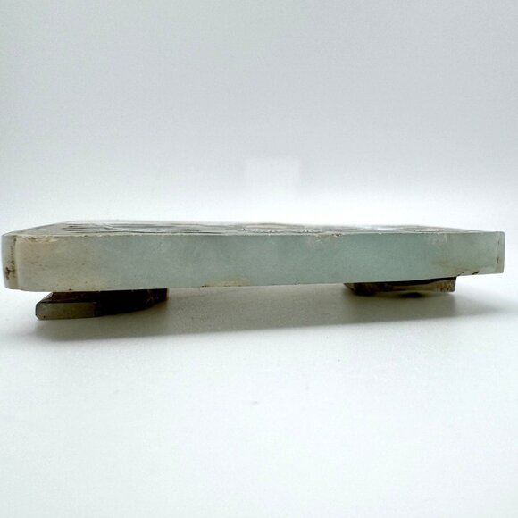 Hand-Carved Jade Scenic Landscape Design Rectangular Antique Plaque - Picture 8 of 11